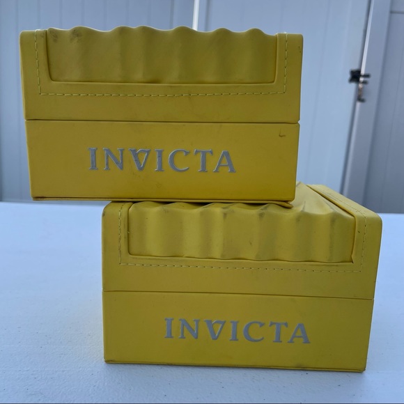 Invicta Yellow Classic Wave Empty Watch Box Display Case Storage Lot Bundle of 2 - Picture 2 of 3